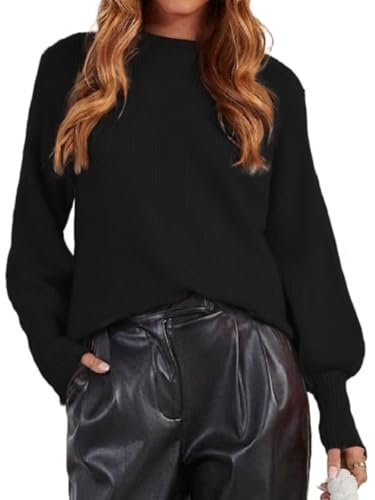 Lacozy Long Sleeve Sweaters for Women Turtleneck Pullover Lantern Knit Sweater Casual Jumper Tops Fall Fashion Trendy