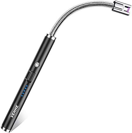 VEHHE Electric USB Rechargeable Electric LED Display Arc Lighter Long Flexible Neck Suitable for Kitchen, Candles, Gas Stoves, Grill, Rose Gold