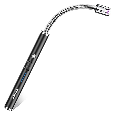 VEHHE Candle Lighter, Electric Rechargeable Arc Lighter with LED Battery Display Long Flexible Neck USB Lighter for Light Candles Gas Stoves Camping Barbecue Cover