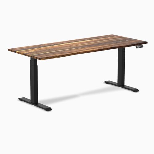 Image of Desky Dual Hardwood Sit Stand Desk White Ash 80 inch Matte Black