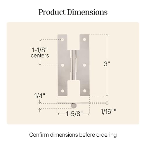 Charnières en nickel satiné H14-H530-3-SN-PR à pivotement fluide pour portes de placard - 5