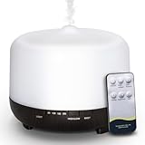 Aroma Diffuser - Ultraschall Aromatherapie Diffusor für Ätherische Öle 500ml mit Fernbedienung 7 RGB Licht 4 Timer Wasserlos Auto-Ausschalten, Luftbefeuchter Schlafzimmer für Zuhause Büro Oder Yoga