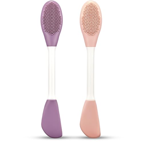 2 Pcs Silicone Face Mask Brush, Face Mask Brushes Facial Mud Mask Applicator, Double Head 2 In 1 Massage&Apply Facial Mask Brush, for Mud, Clay, Charcoal Mixed Mask Make Up Tools