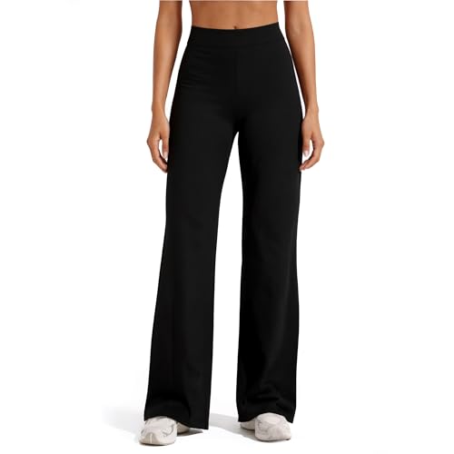 Udileo Pantaloni Donna Vita Alta Neri Gamba Larga Dritta Yoga Elasticizzati Casual Elegante (It, Testo, Taglia Unica, Regular, Regular, Xl/Xxl, Nero)