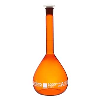 Eisco Class A Volumetric Flask 2000mL - Borosilicate Glass, Polyethylene Stopper, QR Calibration Certificate