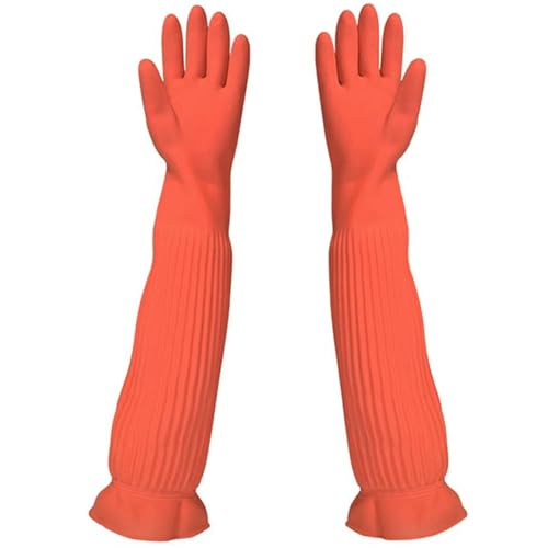 Evember Guantes De Goma LimpiezaLargos, 56cm Guant Hogar Manga Larga, Guant Limpieza Cocina, Guants Domésticos Reutilizables, Guantes Impermeable Para El Hogar