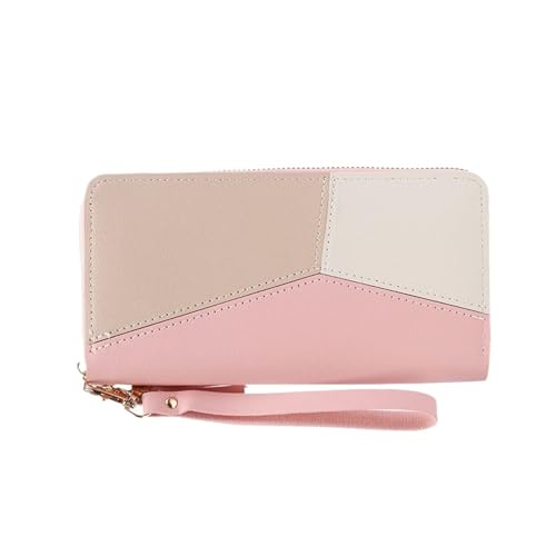 Womens wallet Long Women's Wrist Bag Fashionable Zipper Coin Purse Multi-Card Bag(Pink)