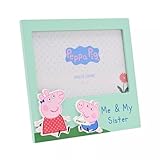 Peppa Pig Me & My Sister - Marco de fotos, color verde menta con diseño de personajes