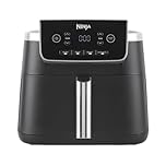 Ninja Air Fryer PRO Friteuse 4,7L, 1 tiroir, 4-en-1, sans huile, rôtir, réchauffer, déshydrater, cuire 1 à 2 portions, à partir de produits surgelés, tiroir, panier antiadhésifs, 2 000 W, Noir AF140EU