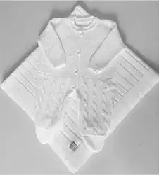 Kit Saída Maternidade De Trico Manta E Macacão P/Bebê Lã (Branco)
