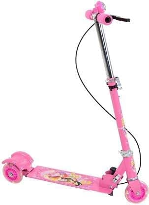 WOX MOX Road Runner Scooter for Kids of 3 to 12 Years Age 3 Adjustable Height, Foldable, LED PU Wheels & Weight Capacity 45kgs Kick Scooter with Brakes (Pink)