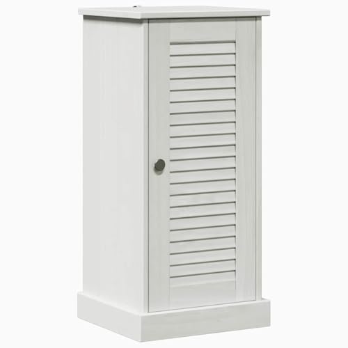 vidaXL Mueble de baño Blanco Envejecido, Hecho de MDF y Pino Macizo. Es de tamaño Mediano y Tiene Mucho Espacio de Almacenamiento. Incluye pomo y Asas, con un Estilo rústico. Se Limpia fácil con un