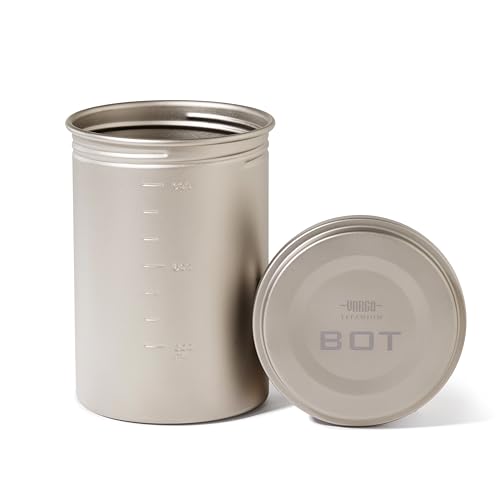 Vargo Titanium BOT Series | 1 Liter (34 oz.) Ultralight Water Bottle Cooking Pot Weighs 147 grams (5.2 oz.) | Backpacking Camping Multipurpose