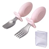 regalo ベビー カトラリーセット シリコン スプーン フォーク 食品衛生検査済み 正しい持ち方 指先知育 出産祝い 赤ちゃん ギフト ケース付き のど突き防止 ベビーカトラリーセット ステップ (ペールピンク)