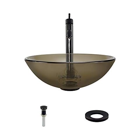 601 Taupe Antique Bronze Bathroom 718 Vessel Faucet Ensemble (Bundle - 4 Items: Vessel Sink, Vessel Faucet, Pop-up Drain, and Sink Ring) Cover