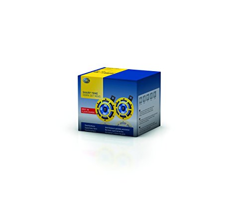 Hella 922000731 Sharptone 12V High Tone / Low Tone Twin Horn Kit With Yellow Protective Grill, 2 Horns #TOP7