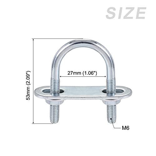 Image of METALLIXITY U Bolts 4 Sets (M6x27x53mm), Round U Bolt Steel with Accessories - for Construction, Pipe