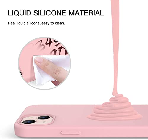Image of MIDOS Back Cover Compatable with iPhone 13 Liquid Silicone Case Full Protection Shock Proof Back Cover for iPhone 13 (Pink)