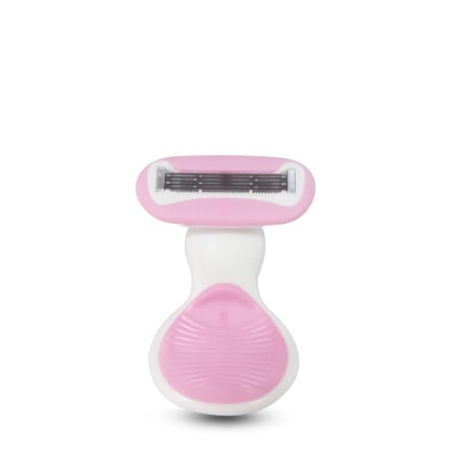 HOUSE OF BEAUTY Hair E Razor - 5 cuchillas Sandvik con tira lubricante de aloe vera, estuche de viaje para mujer (axilas, manos, piernas, pelo de bikini)