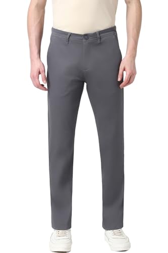 Image of Peter England Men's Straight Fit Mid Rise Chino Casual Trouser with Premium Dobby