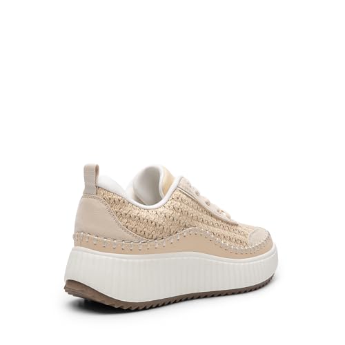 DREAM PAIRS Women Chunky City Tweed Comfortable Casual Platform Fashion Sneaker,Size 5,Apricot-Knit,SDFN2379W