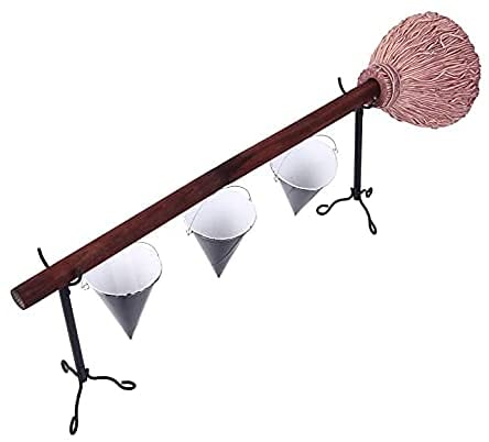 Soporte para bocadillos de bruja con barra de escoba, para Halloween, fiesta familiar, sombrero de bruja, cuenco de merienda, dispositivo de decoración para galletas, postres y aperitivos (A-3) Cover