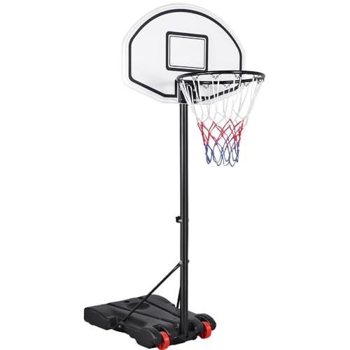 Yaheetech Canasta de Baloncesto para Exteriores/Interiores Altura Ajustable 73 x 73,5 x (196-251) cm Tableros de Baloncesto con Ruedas para Niños y Adultos