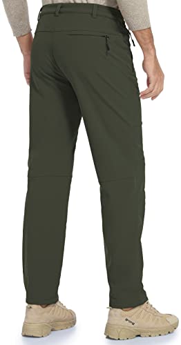 Sposulei Men's Winter Snow Ski Waterproof Fleece Lined Pants Insulated Softshell Pants With Zipper Pockets #TOP2