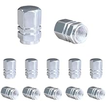 Ohleats 12 PCS Car Tire Valve Stem Caps, Leakproof Tire Air Cap with O Rubber Seal, Aluminium Wheel Valve Dust Cover for SUV Truck Motorcycle Bike, Universal Car Accessories Silver
