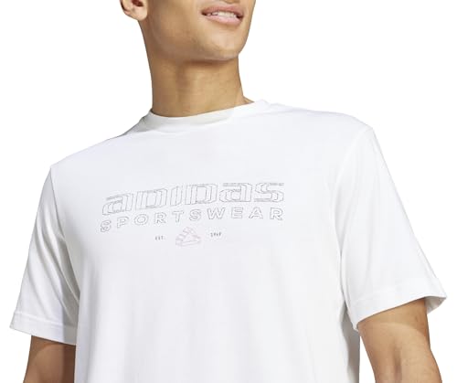 Adidas Herren TECH LINEAR Graphic Tee, White, S Tall – Ansicht 3
