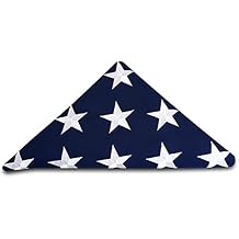 This Folded Memorial Flag American US Cotton Flag 5x9.5 FT Premium 100% Cotton For Veteran, Embroidered Stars, Sewn Stripes, 4 Rows of Lock Stitching, Brass Grommets USA Burial Casket Flags