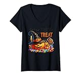 Mujer Gráfico de calabaza de Halloween: el mejor regalo para niños y niñas Camiseta Cuello V
