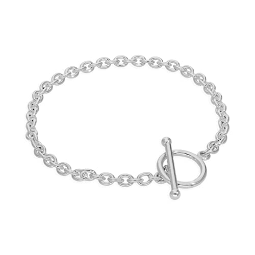 jewellerybox Sterling Silver 8 Inch Bracelet with T-Bar Toggle