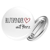 Huuraa Button Blutspender mit Herz Geschenk Größe 25mm Blutspender Geschenkidee