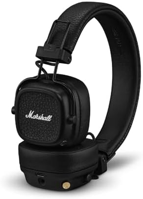 （06:00時点） Marshall ワイヤレスオンイヤーヘッドホン Major V ブラック Bluetooth / 連続再生100時間 / Qi充電対応/通話対応 【国内正規品】
