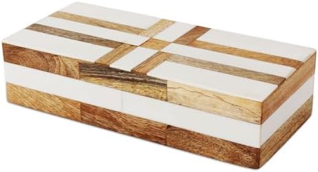 Handicrafts Home Decorative Storage Box 10x4.5, Remote Control Holder, Jewelry Organizer, Modern Decorative Box with Lid, Boho Chic Home Décor Accent, Vintage Memory Box for Living Room Shelf Decor