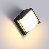 JYCCH 18W Außenwandleuchte IP65 Wasserdicht Schottwandleuchten Außenwandleuchte Außen Anthrazit Wandleuchte für Garten Terrasse Veranda Garage Balkon Werkstatt Wandleuchte - Warmweiß (Sq