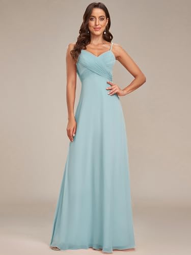 Image of Ever-Pretty Women's Summer Backless Spaghetti Strap Chiffon Bridesmaid Dresses Empire Waist Formal Wedding Guest Dress
