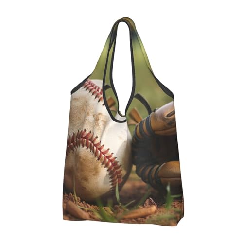 Sac à provisions réutilisable imprimé baseball lot de 3 cabas en tissu