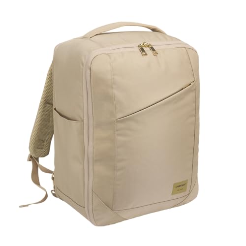 Cabin Max Manhattan - Mochila (40 x 30 x 20 cm, 24 L, tela reciclada, autorizada para vuelo, compatible con Wizz Air), color negro, champán