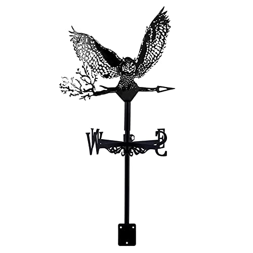 HJCKJSMEOU Veleta con Forma de búho de Acero Inoxidable, Estilo Retro, con diseño de Granja, Ideal como indicador Decorativo de la dirección del Viento para Exteriores.