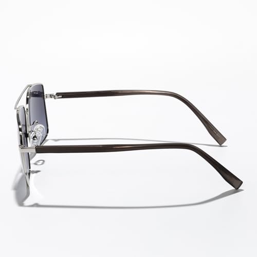 Fashion Rectangle Double Bridge Sunglasses for Men Women Retro Metal Frame for Driving Travel Beach Outdoor Activities3