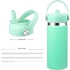 FLORAPELL Straw Lid for Hydro Flask Wide Mouth Water Bottles, Top Lids with Straw Compatible with Hydro Flask 32 40 oz, Replacement Cap Wide Mouth Accessories Flip Lid Flex Handle
