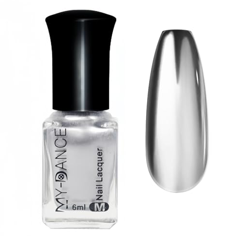 Silver Nail Polish,Metallic Nail Polish,Metal Mirror Nail Varnish,Silver Chrome Nail Varnish Quick Drying Metallic Effect,Super Shine Mirror Effect Nail Art Home Manicure