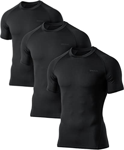 Tsla Men's Upf 50+ Quick Dry Compression Shirts, Athletic Workout & Rash Guard, Core 3Pack - Black, Large #TOP10