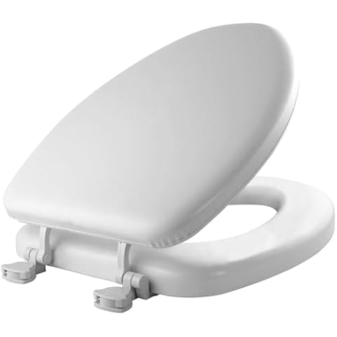 Plexon Soft Cushioned Toilet Seat, Easy-Clean & Change Hinge, 1 Pack Elongated, White Cover