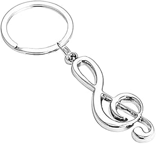PSL Silver Music Note Charm Pendant Keychain Key Ring Gift for Musician