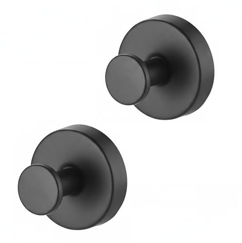 Suction Cup Hooks Towel Hooks for Bathroom & Kitchen,Powerful Hook for Inside Shower, Rustproof Stainless Steel Bathroom Hooks for Glass Window, Mirror, Door - No Drill Hanging Hook (2 Pack, Black)