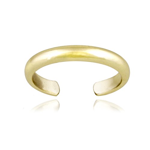 Hoops & Loops Yellow Gold Flashed Sterling Silver High Polished Plain Simple Toe Ring