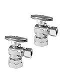 (Pack of 2) EFIELD 1/2' FIP Iron Pipe x 3/8' Compression Chrome 1/4-Turn Angle Stop Water Shutoff...